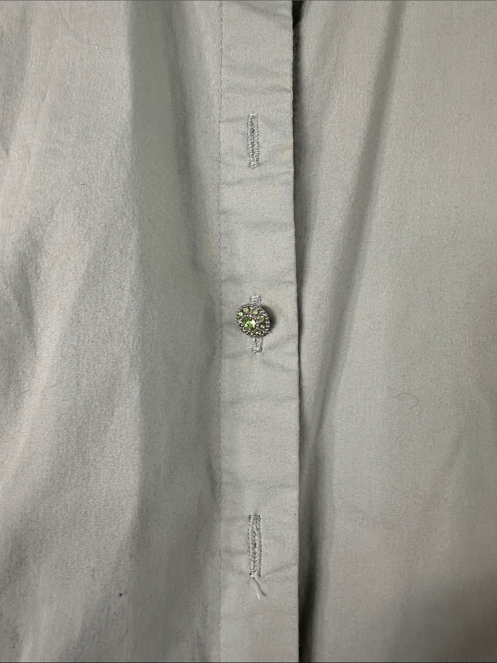 Light Green Classic Button-Down Shirt for Women - Picture 2 of 4